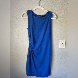 MANGO Blue Ruched Mini Dress—XXS